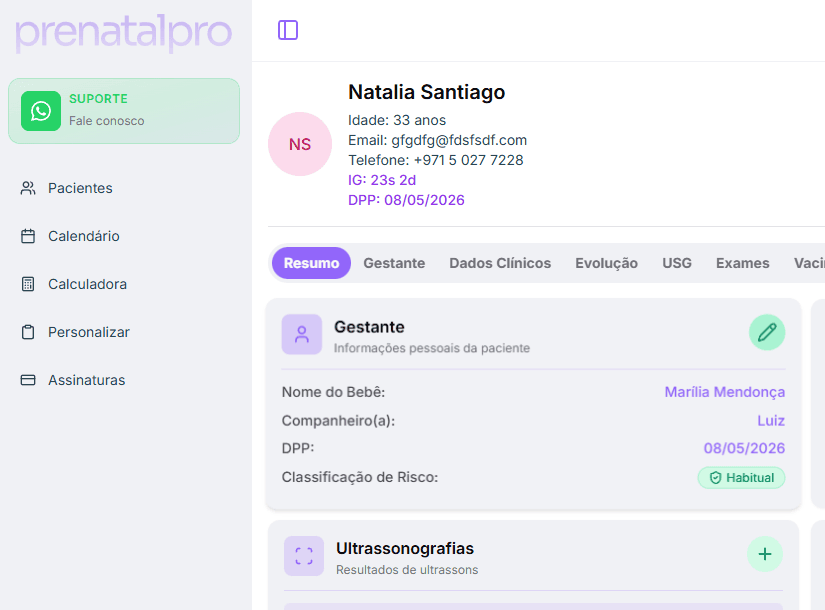 Pré-natal digital em um painel simples e seguro